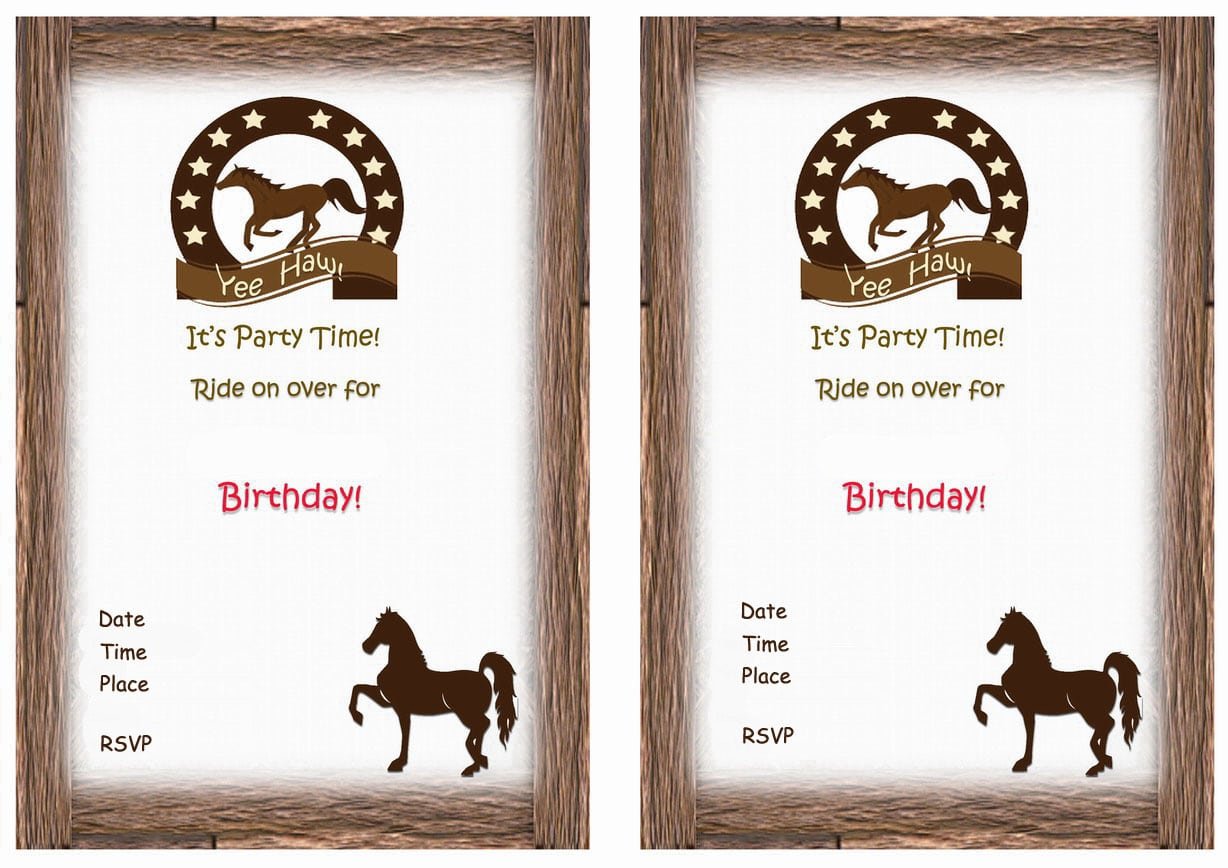 Free Printable Horse Party Invitations
