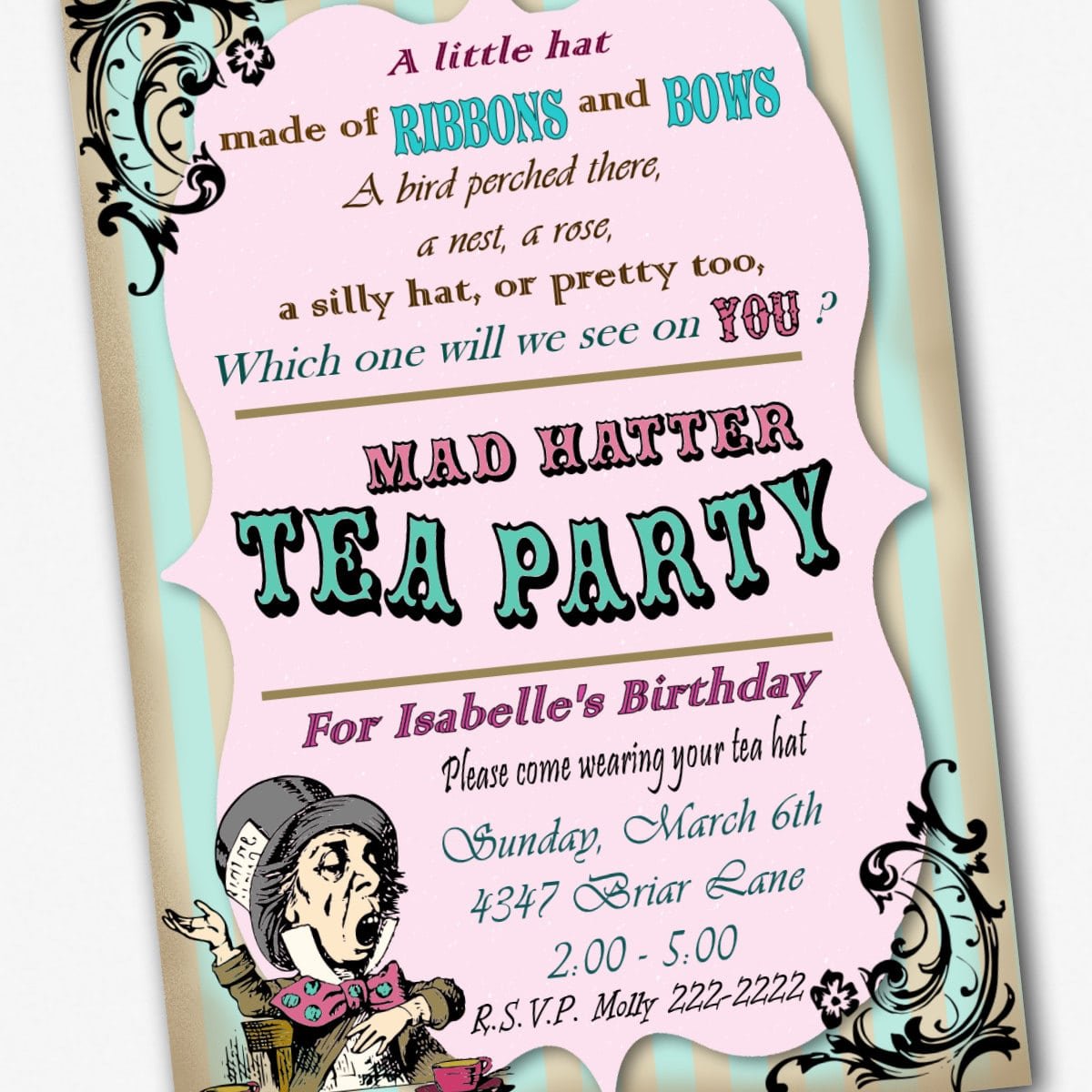 Mad Hatters Tea Party Invitations Free Templates