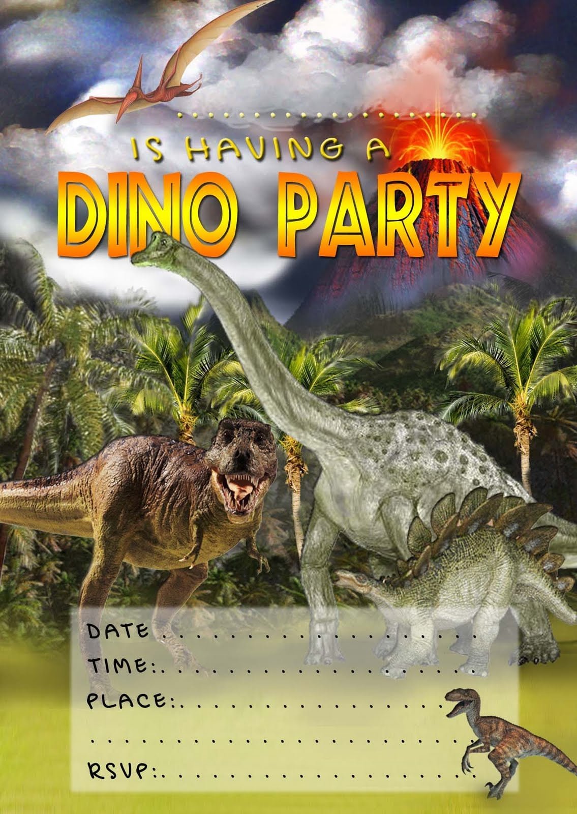 Dinosaur Birthday Party Invitations Printable Free
