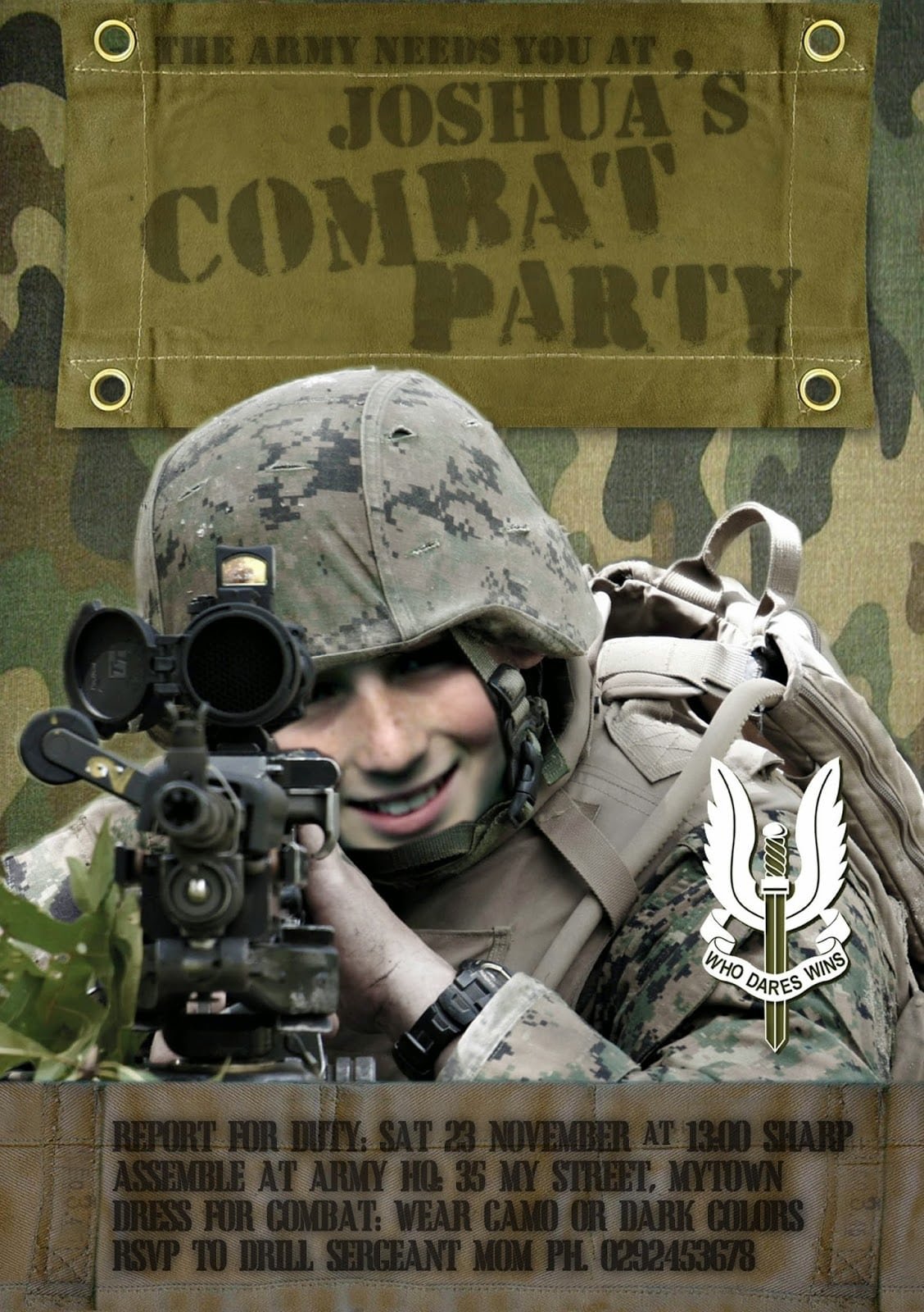 Army Invitation Cards
