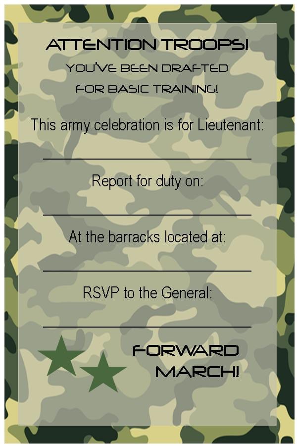 Army Birthday Party Invitation Template