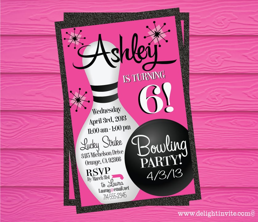 Bowling Birthday Party Invitations