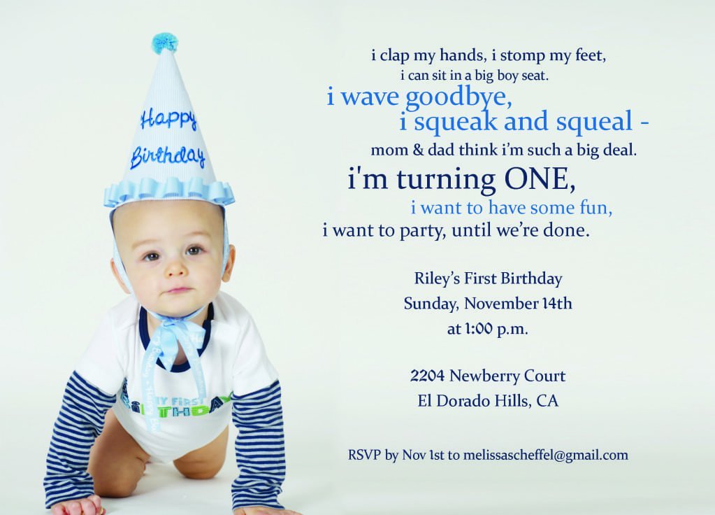 Boy First Birthday Invitation Poem