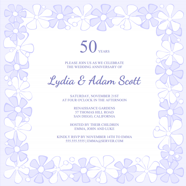 Free Invitation Templates 50th Wedding Anniversary
