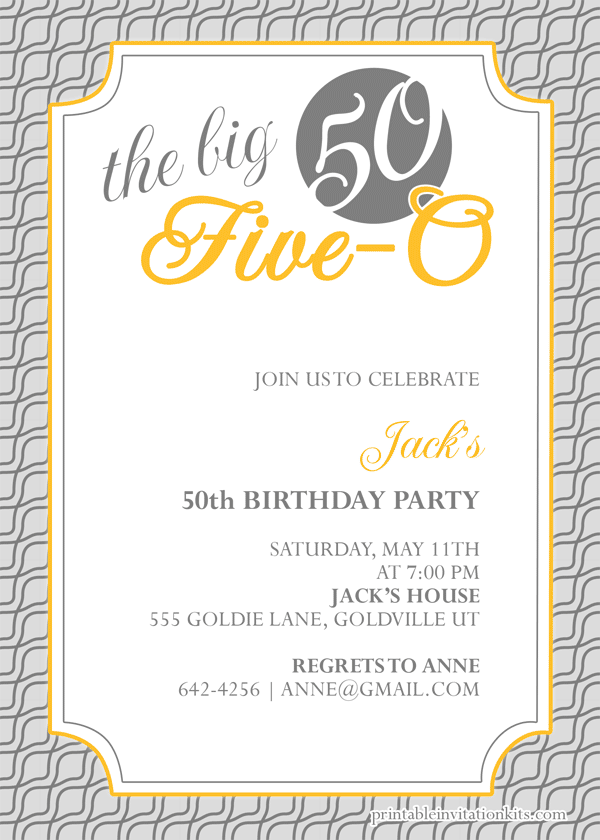 Free Printable 50th Birthday Invitation