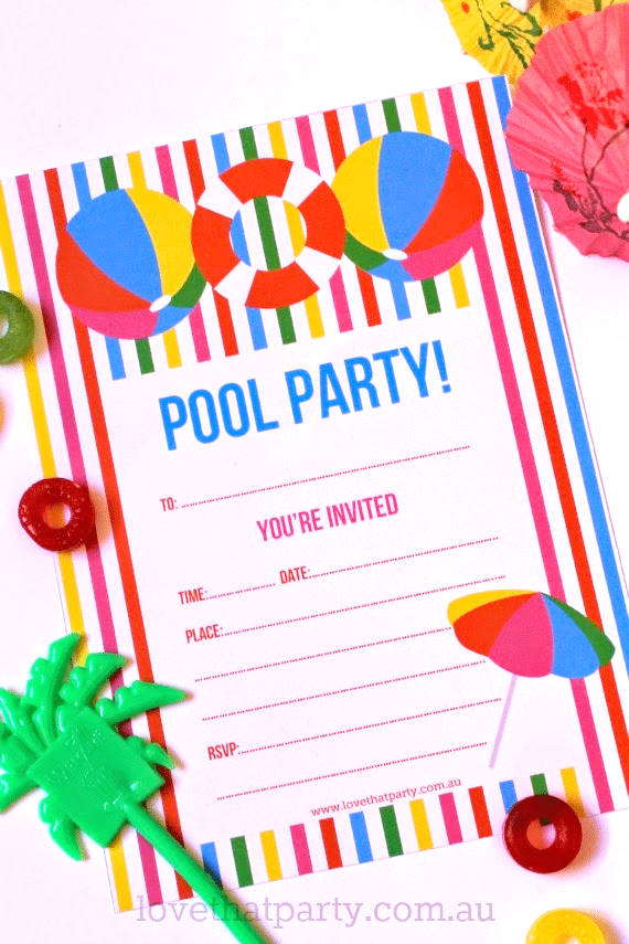 Free Printable Invitations For Pool Party