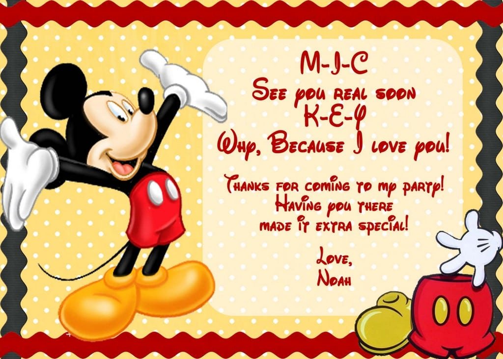 Free Printable Mickey Mouse Invitation
