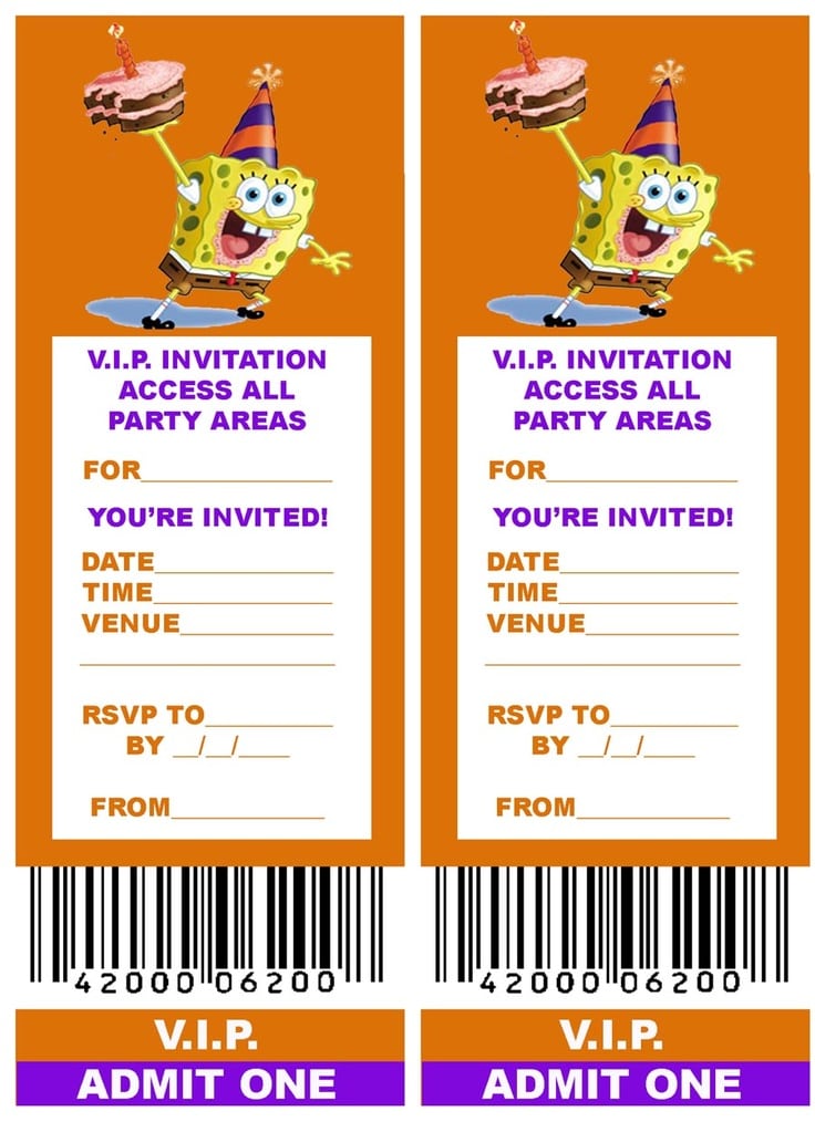 Free Printable Spongebob Invitation