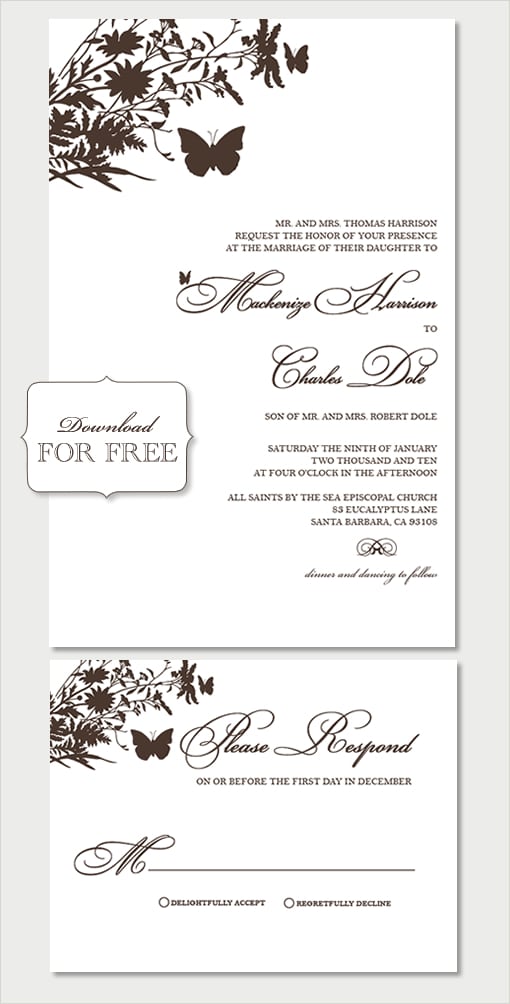 Free Printable Wedding Invitation Templates Word