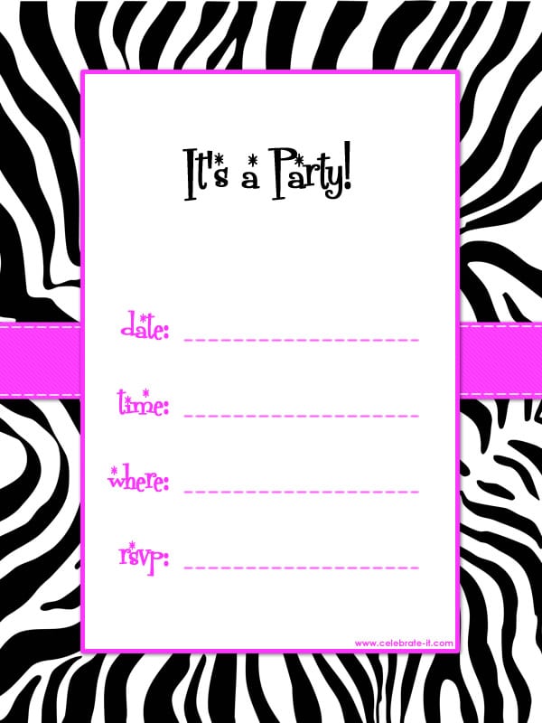 Free Printable Zebra Invitation