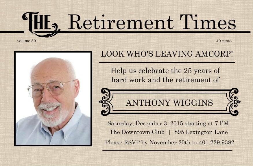 Free Retirement Party Invitations Templates Printable