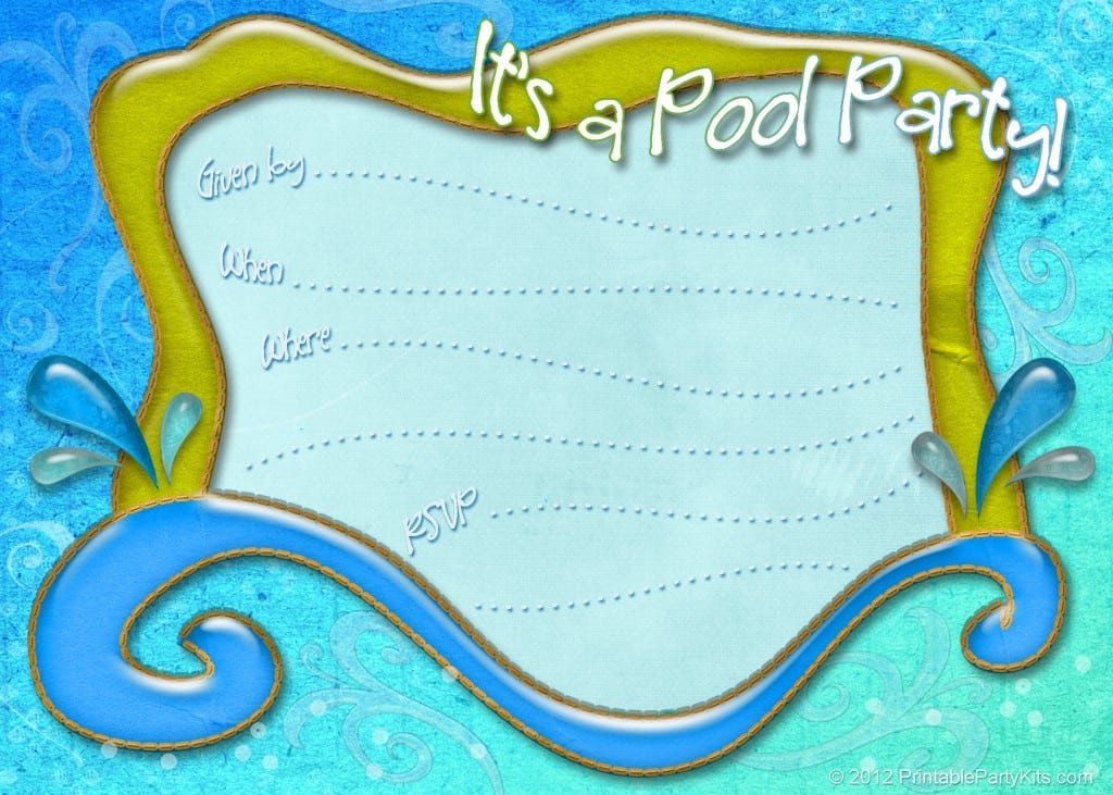 Free Templates For Pool Party Invitations