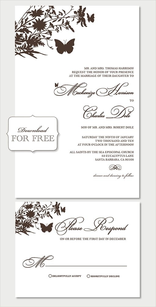 Free Wedding Invitation Template Downloads