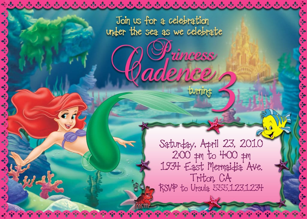 Little Mermaid Printable Birthday Invitations Free