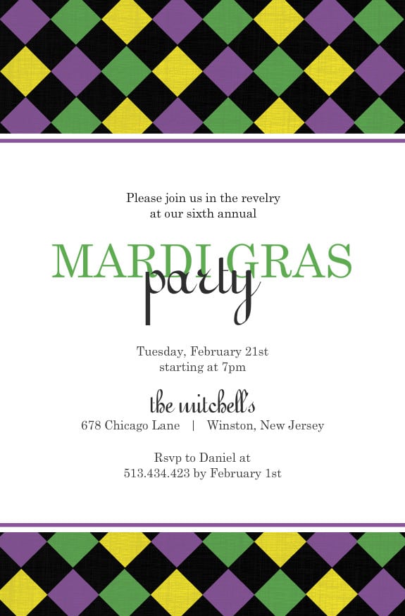 Mardi Gras Invitation Template Free