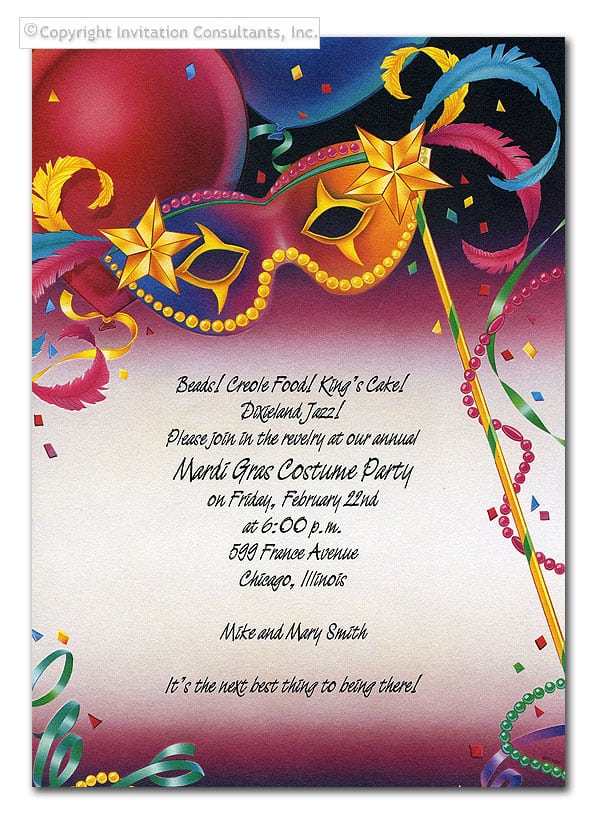 Mardi Gras Party Invitation Template Free