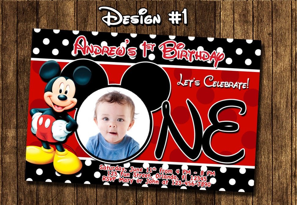 Mickey Mouse First Birthday Invitation