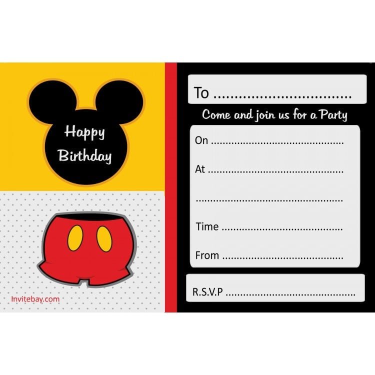 Mickey Mouse Printables Invitation