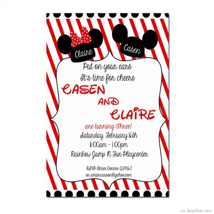 Minnie And Mickey Invitation