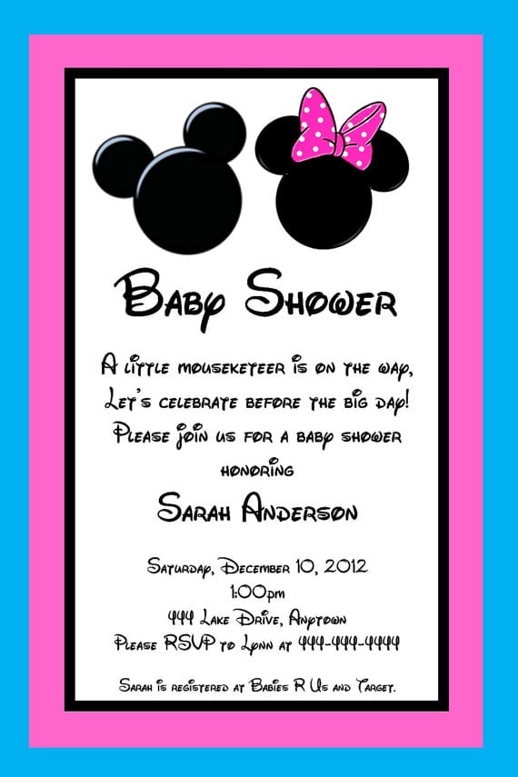 Minnie Mouse Baby Shower Invitation Wording