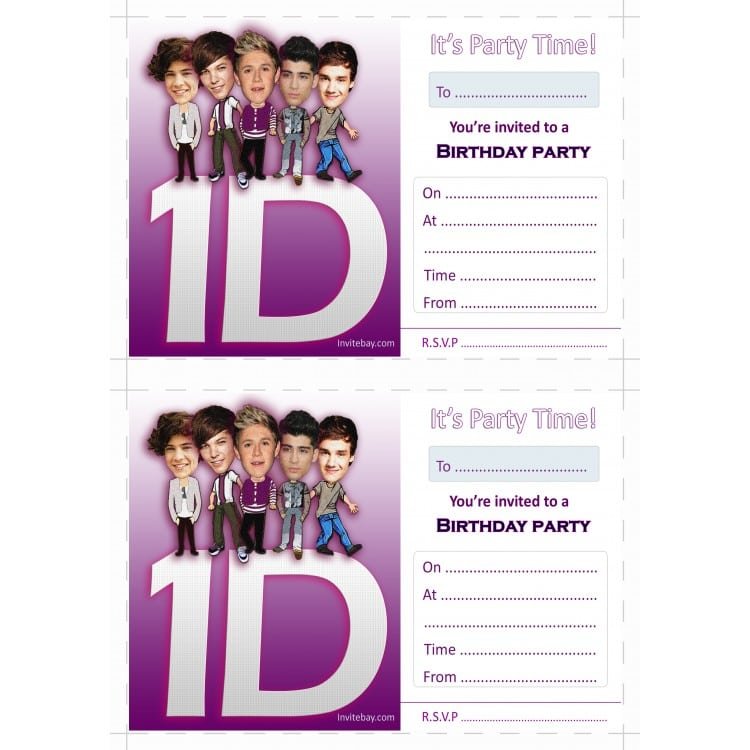 One Direction Invitation Printable