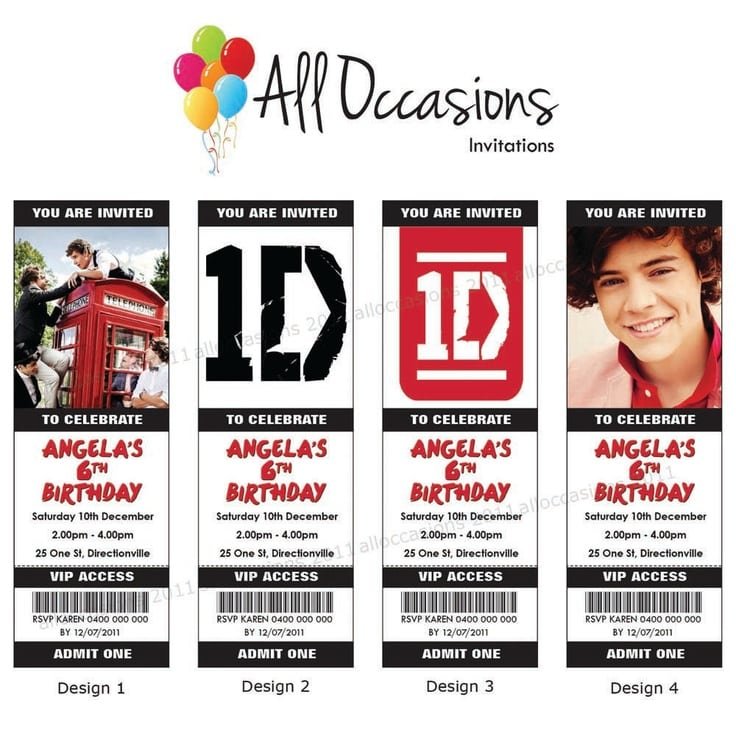 One Direction Ticket Invitations Printable Free