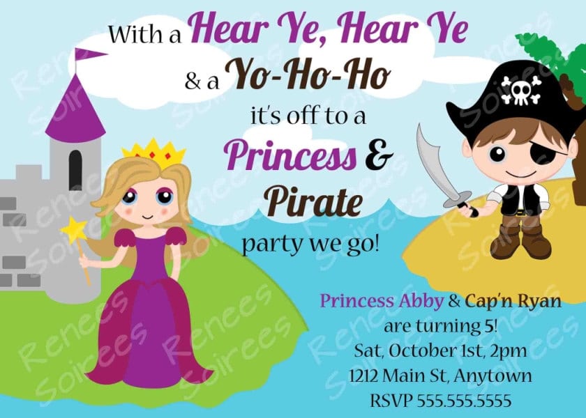 Pirate And Princess Party Invitations Template Free