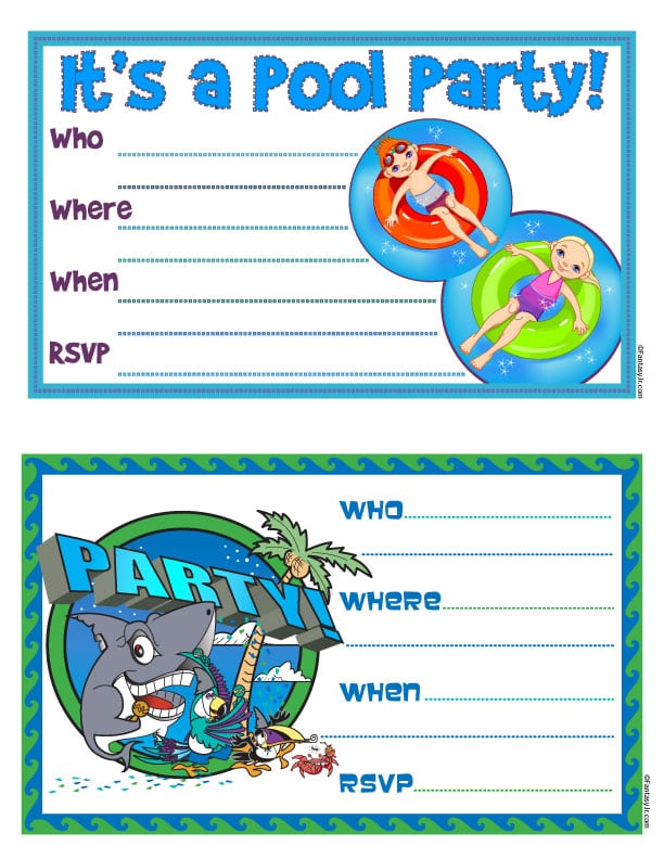 Printable Pool Party Invitation
