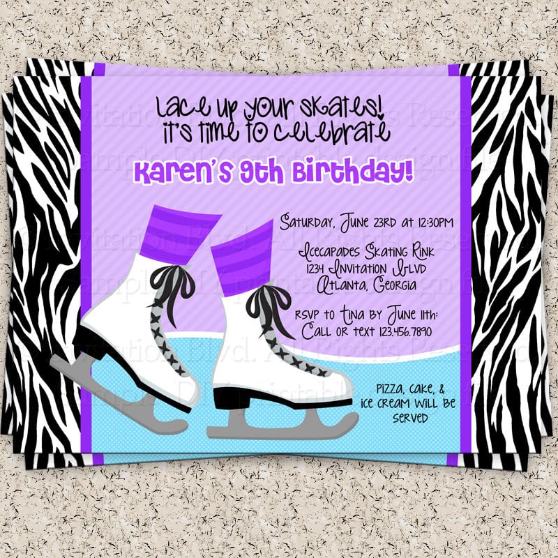 Printable Skating Birthday Party Invitation