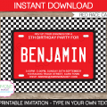 Race Car Birthday Invitation