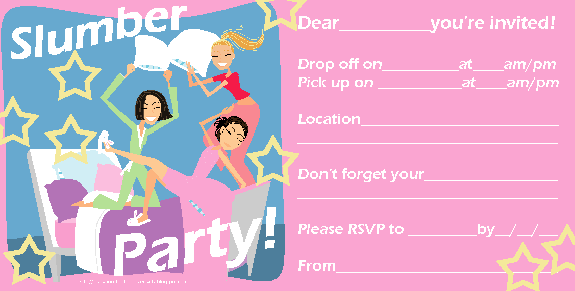 Slumber Party Invitation Free Printable