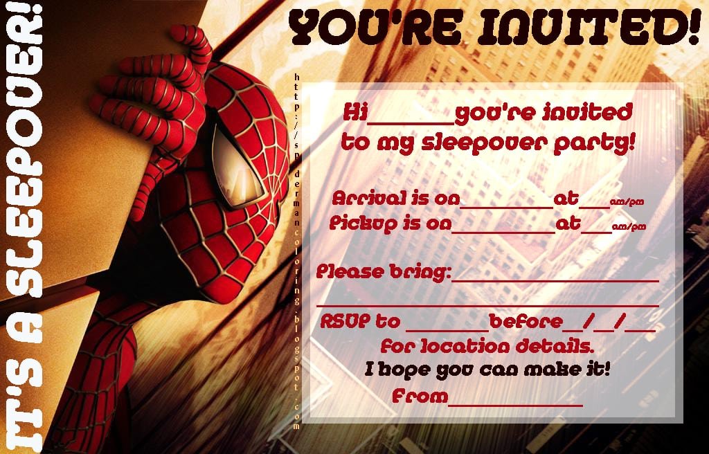 Spiderman Invitation Printable Free