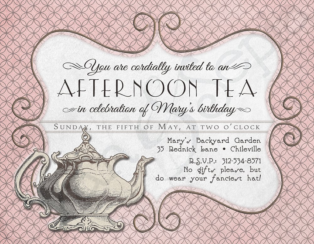 Tea Party Invitations Printable Template