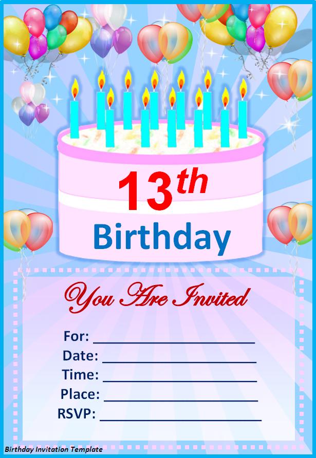 Template For Birthday Invitation For Kids