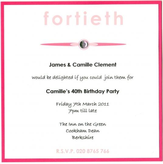 40th Birthday Invitation Templates Free Uk