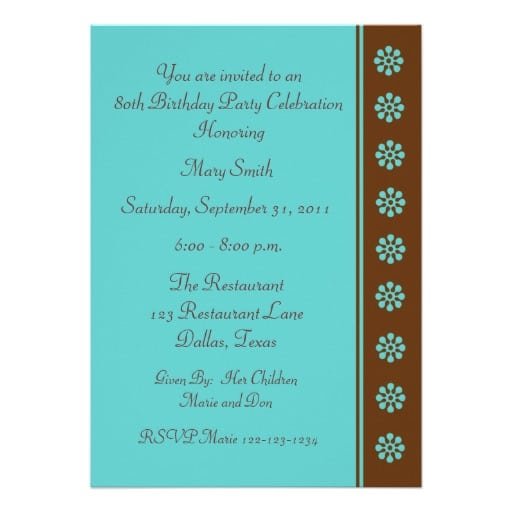 80th Birthday Party Invitation Template