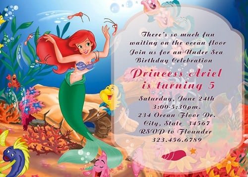 Ariel Birthday Invitation Wording