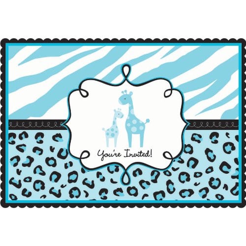Blue Zebra Print Invitations