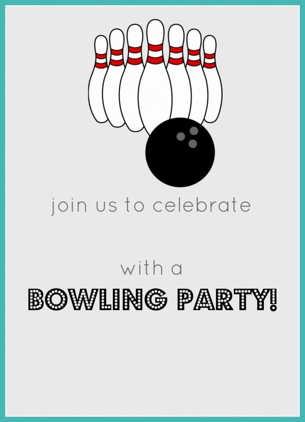 Bowling Birthday Party Invitation Free Printable