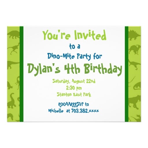 Dinosaur Invitation Template Birthday Invitations