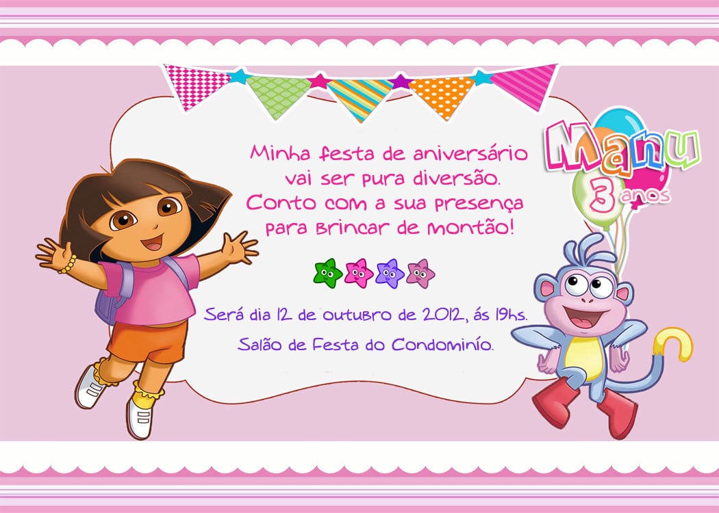Dora Explorer Invitation Templates