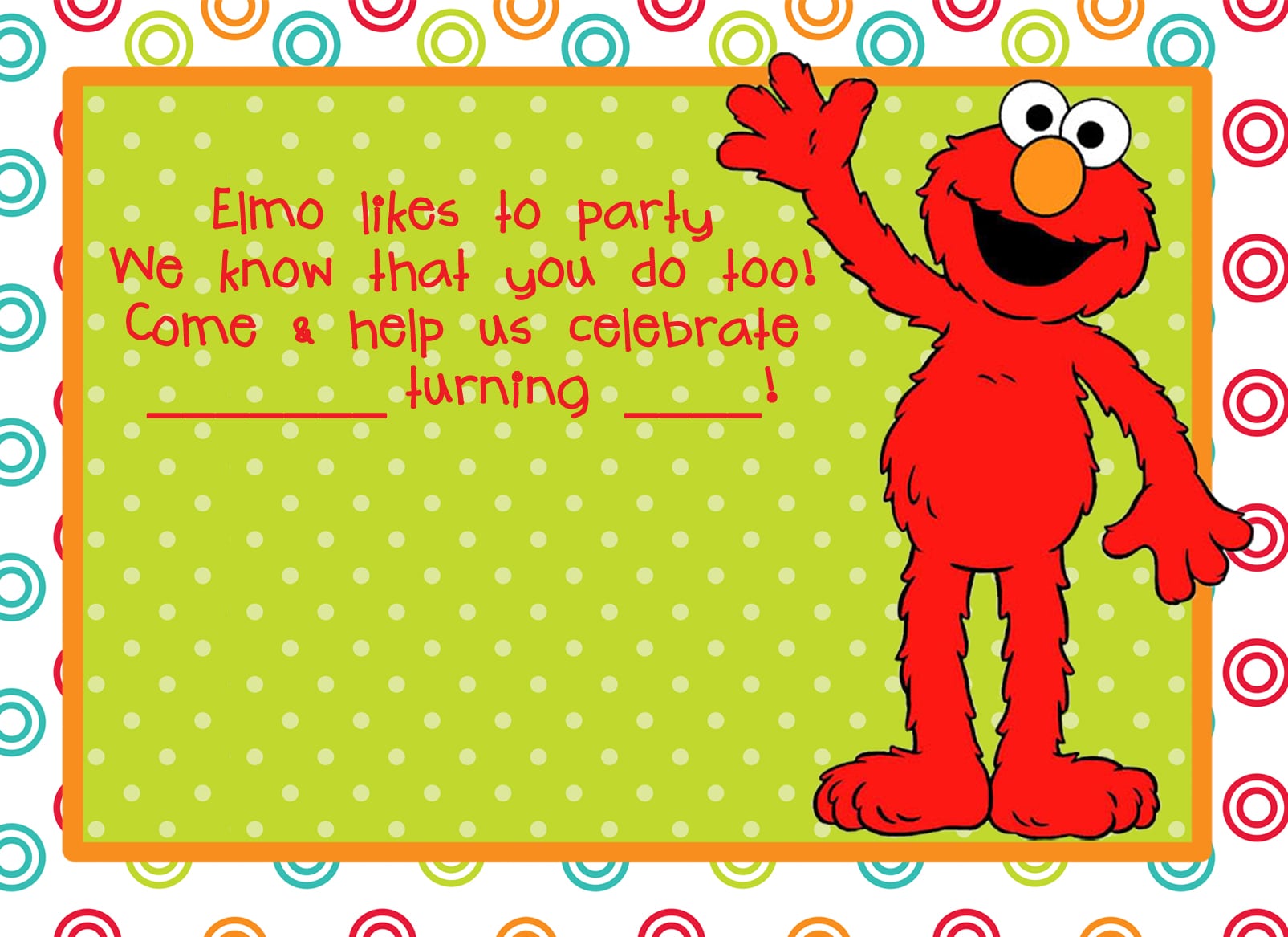 Elmo Birthday Invitation Template Elmo Birthday Invitation Template