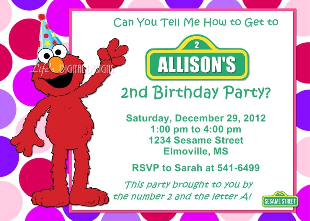 Elmo Birthday Party Invitations Personalized