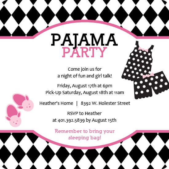 Free Birthday Slumber Party Invitation Templates