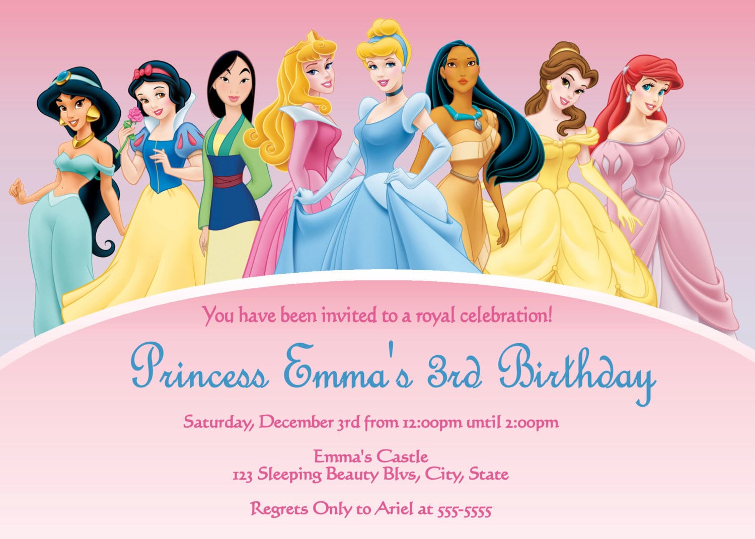 Free Disney Princess Party Invitation Template