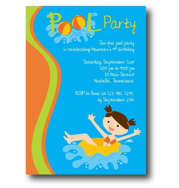 Free Printable Birthday Pool Party Invitation Templates