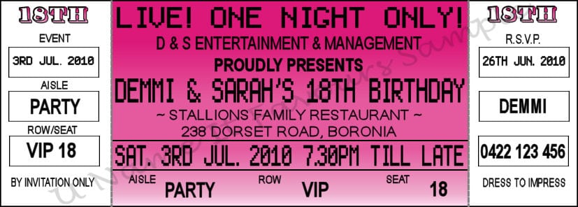 Free Printable Concert Ticket Birthday Invitation