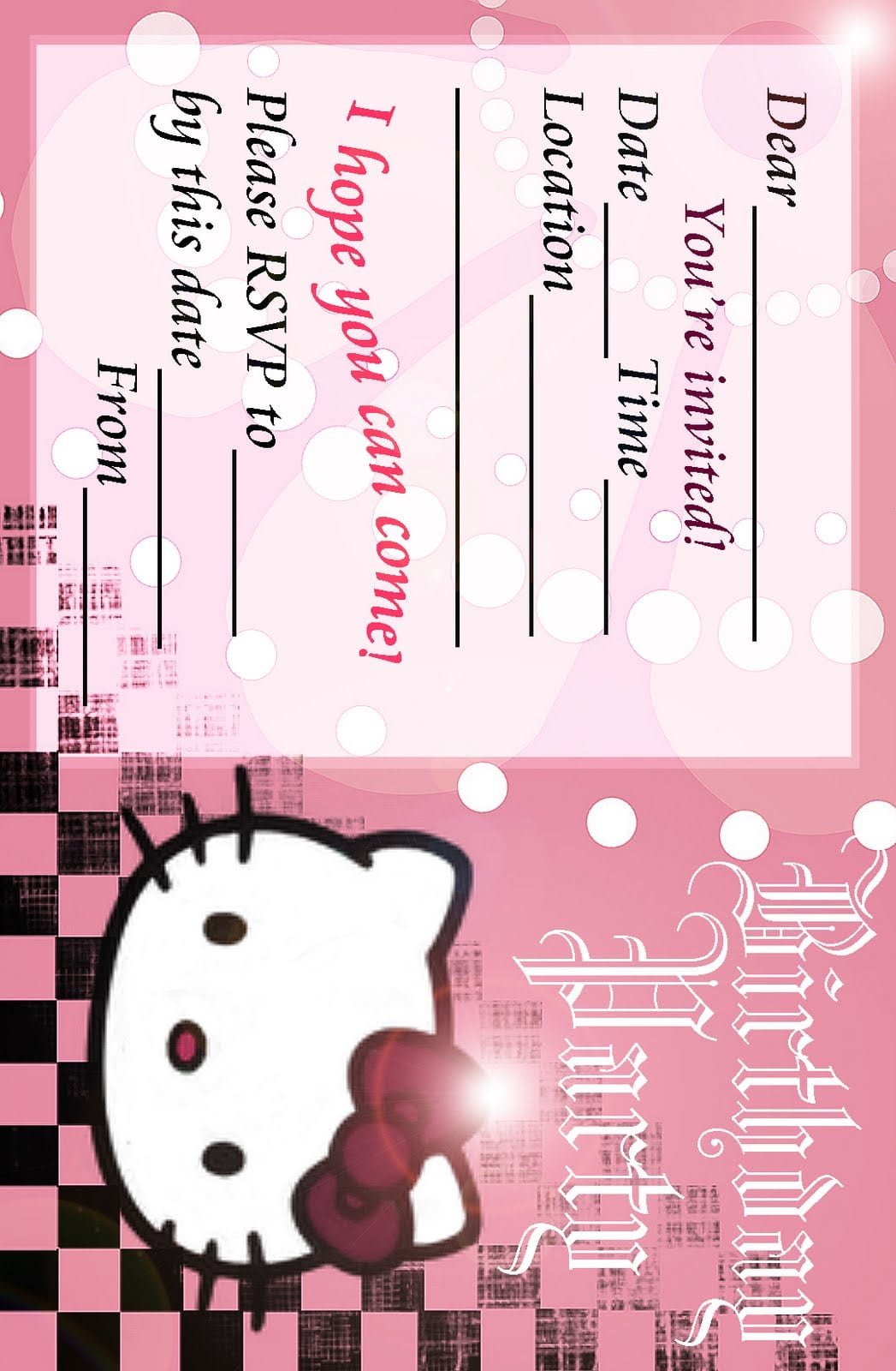 Free Printable Hello Kitty Birthday Invitations