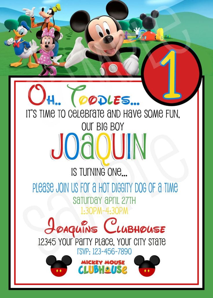 Free Printable Mickey Mouse Birthday Invitation Cards
