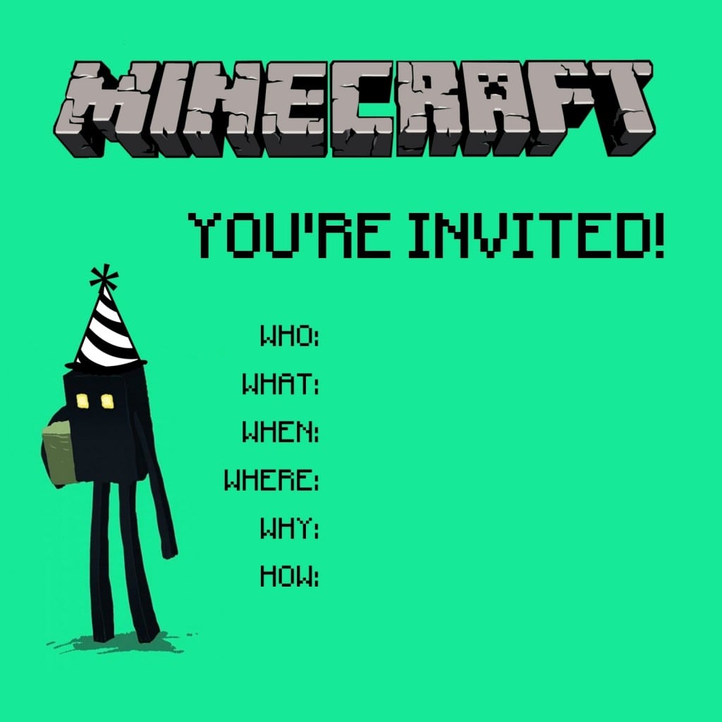 Free Printable Party Invitations Templates Minecraft